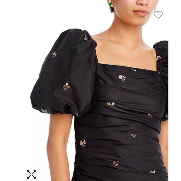 Sea NY Rubina Embroidered Mini Dress Puff Sleeve Floral Ruched - Picture 15 of 16